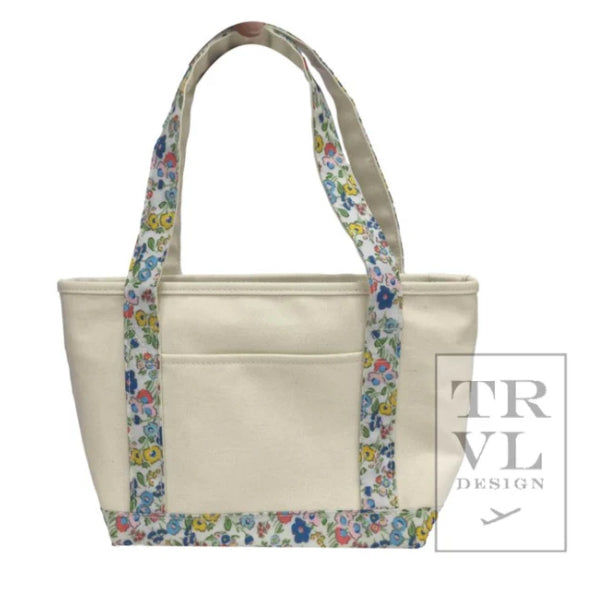 MINI TOTE - COATED CANVAS POSIES TRIM