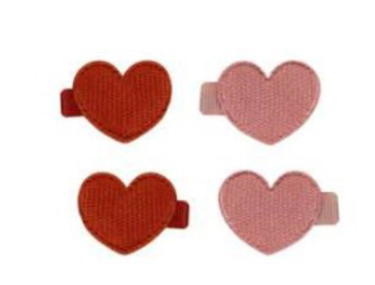 Heart Clips, Set of 2 || Red, Lipstick