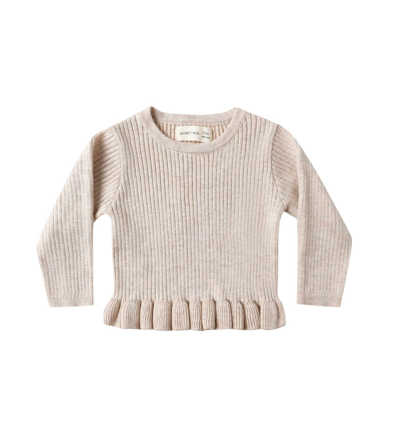 HEATHERED OATMEAL RIB KNIT PEPLUM TOP + LEGGING ||