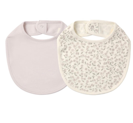 JERSEY SNAP BIB, 2 PACK FLORET, LILAC MIST