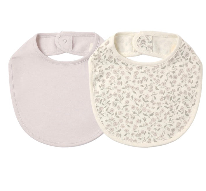 JERSEY SNAP BIB, 2 PACK FLORET, LILAC MIST
