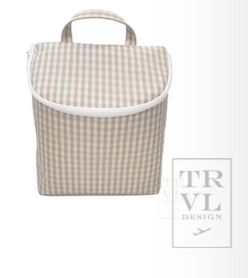 TAKE AWAY LUNCH BAG - INSULATED GINGHAM KHAKI