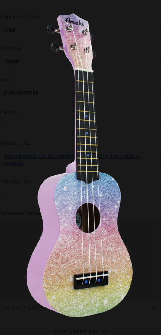 Glitter Rainbow Ukulele