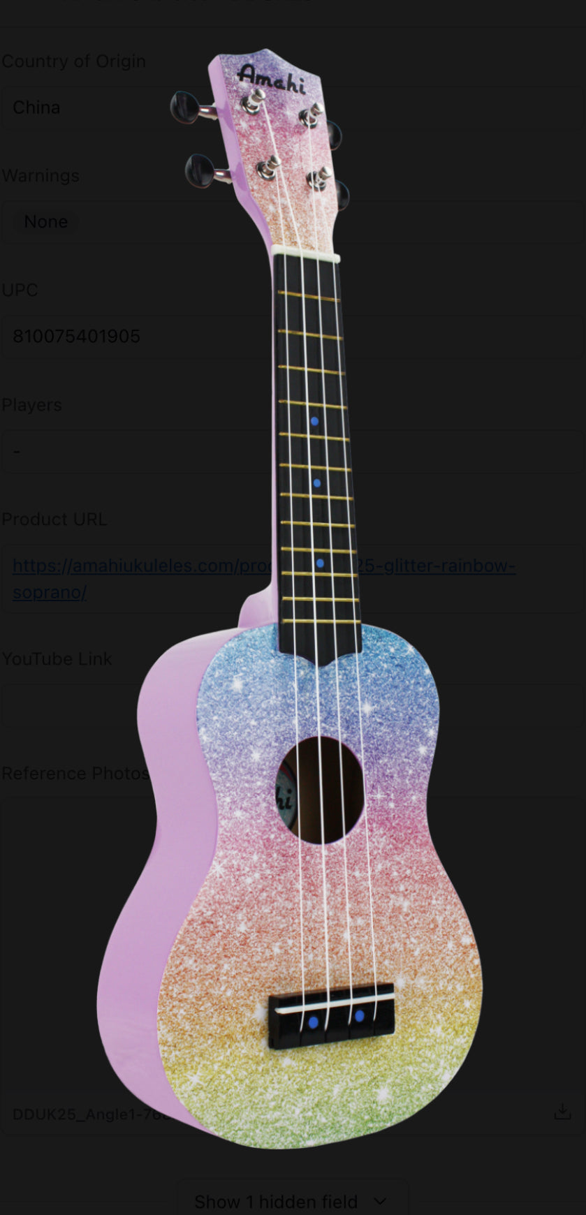 Glitter Rainbow Ukulele