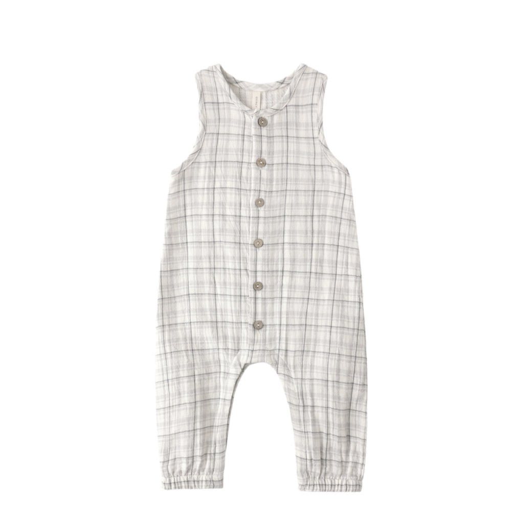 WOVEN JUMPSUIT BLUE PLAID
