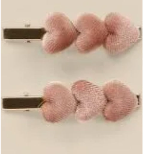 Velvet Heart Clips Raspberry