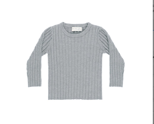DUSTY BLUE LONG SLEEVE KNIT TOP