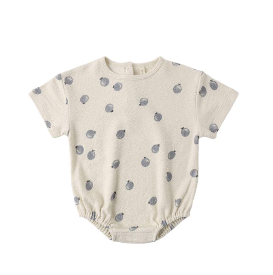 RELAXED SHORT SLEEVE BUBBLE ROMPER BLUEBERRIES
