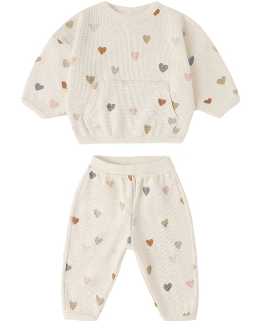 WAFFLE SWEATER SET CONFETTI HEARTS