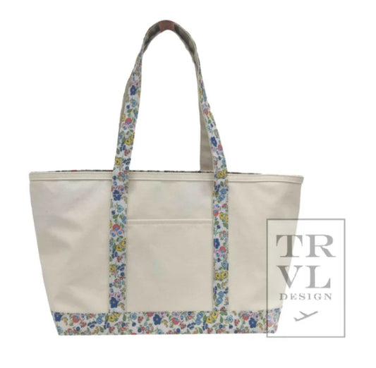 MEDIUM TOTE - COATED CANVAS POSIES TRIM