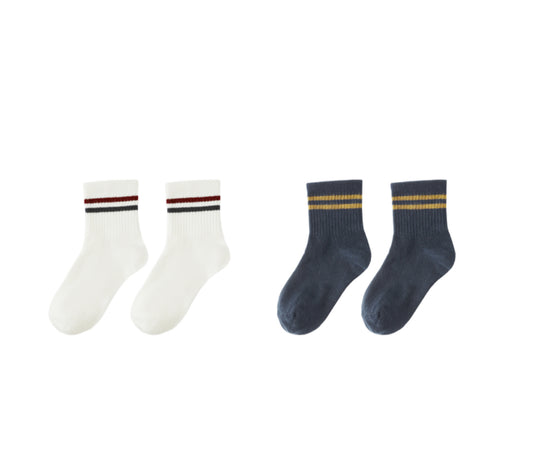 STRIPE SOCKS, 2-PACK | IVORY, NAVY
