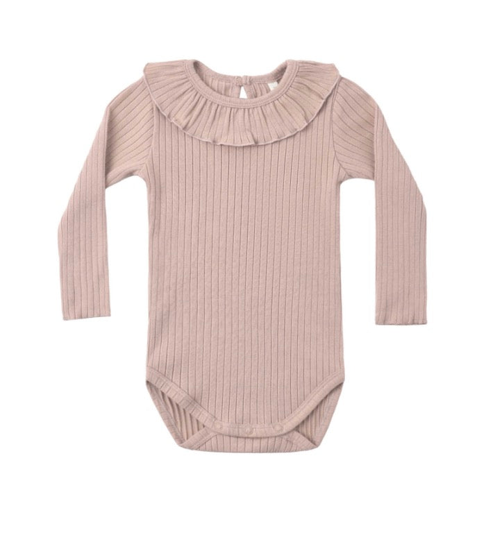RUFFLE COLLAR BODYSUIT ROSEWOOD