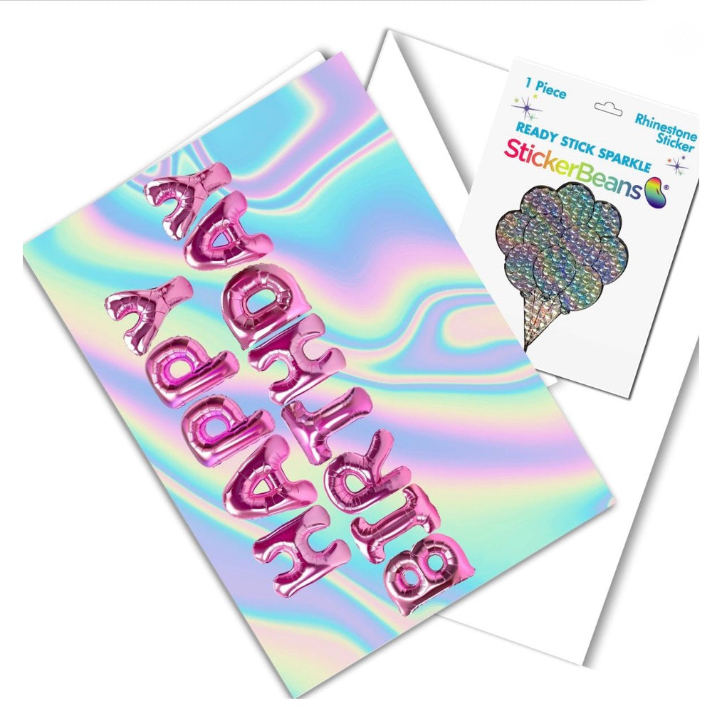 Birthday Balloons Card & Sticker
