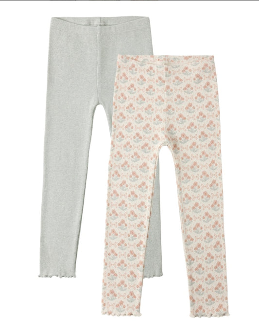 RIBBED LEGGING SET BLOSSOM, HEATHERED SEAFOAM