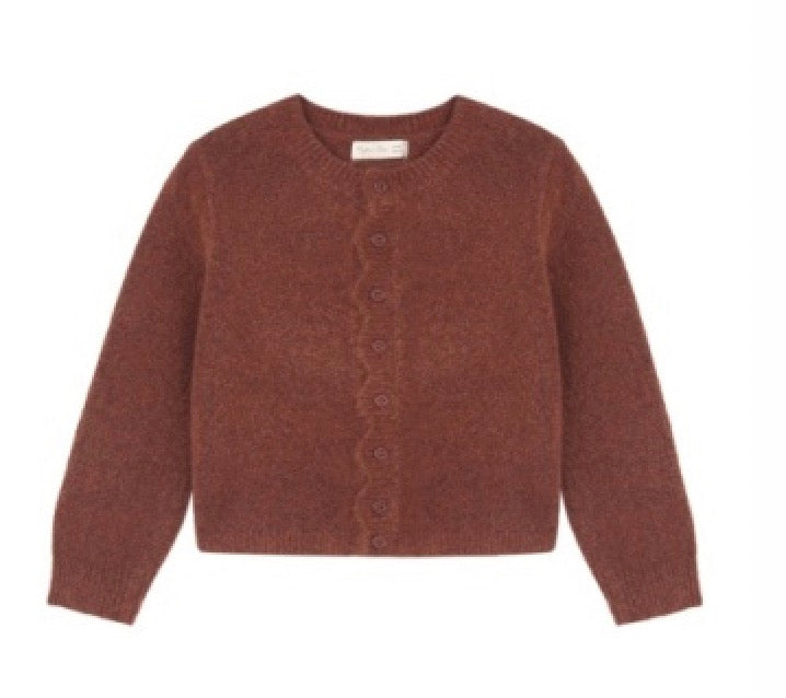 SCALLOP CARDIGAN BRICK
