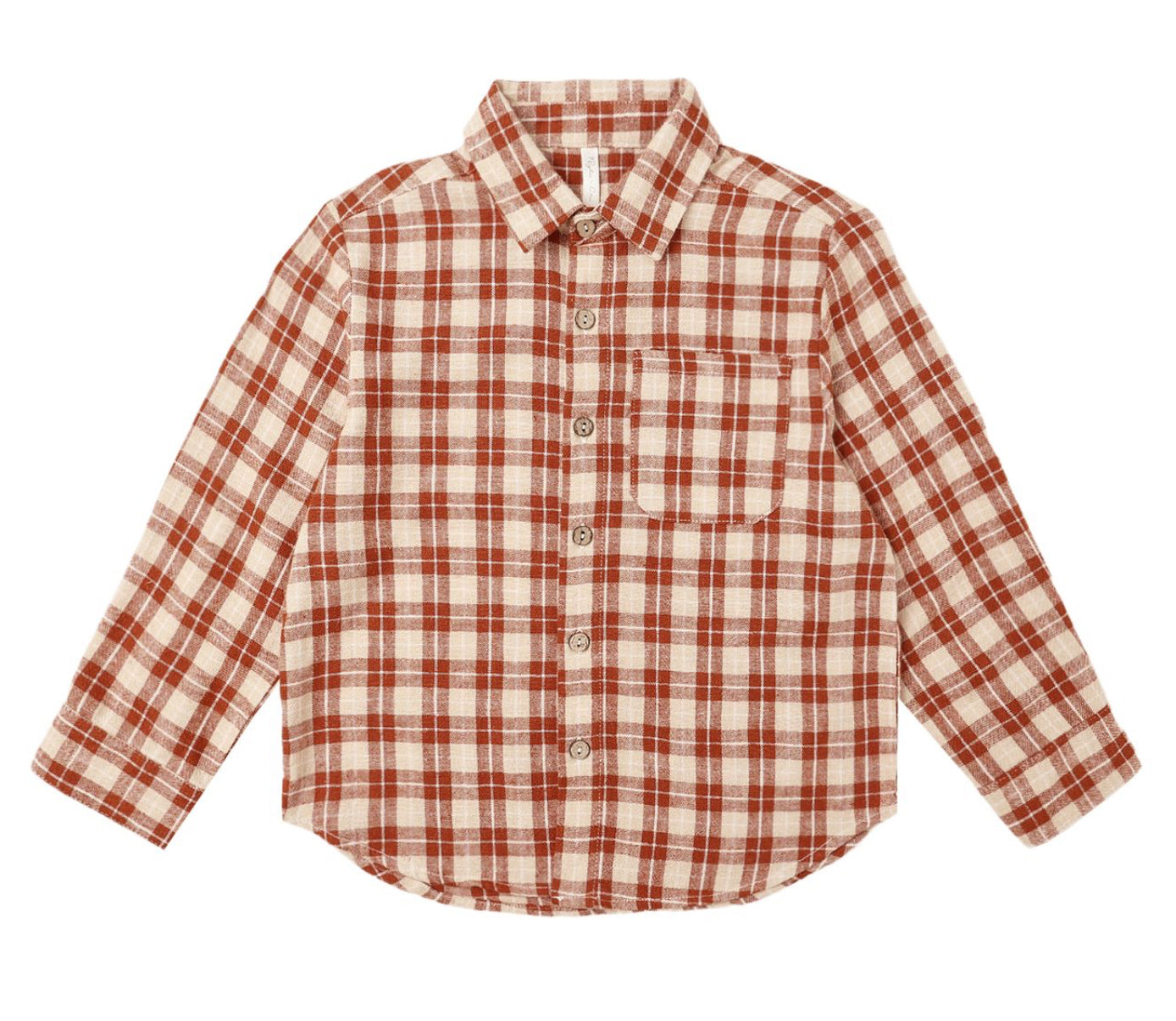 RED PLAID COLLARED LONG SLEEVE SHIRT