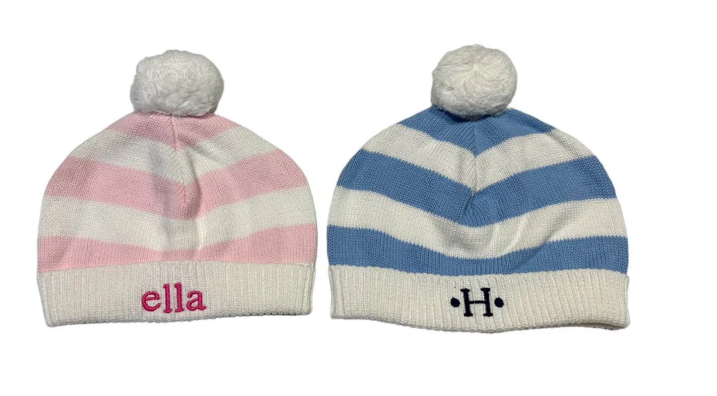 Monogrammed Striped Hats