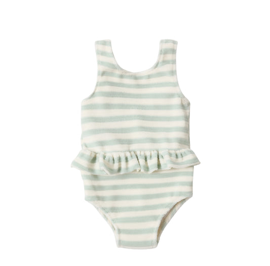 SKIRTED ONE-PIECE SEAFOAM STRIPE