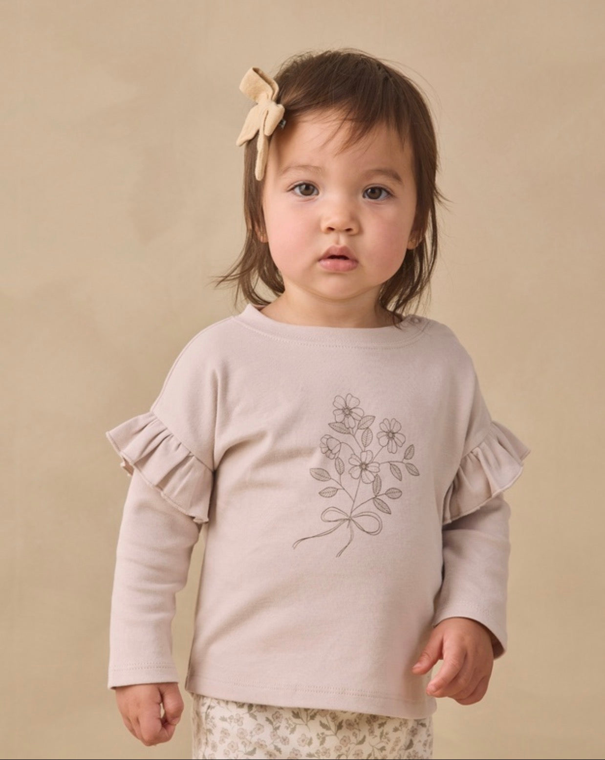 RUFFLE LONG SLEEVE TEE FLEUR + DRAWSTRING PANT FLORET