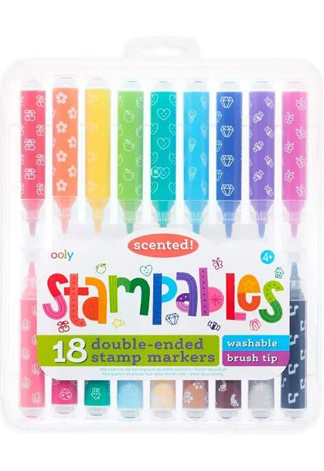 Stampables Double Ended Stamp & Brush Markers: Set of 18