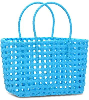 Large Woven Tote-Blue