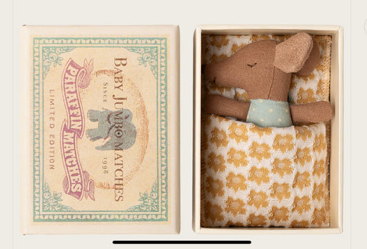 Sleepy wakey baby mouse in matchbox - Blue