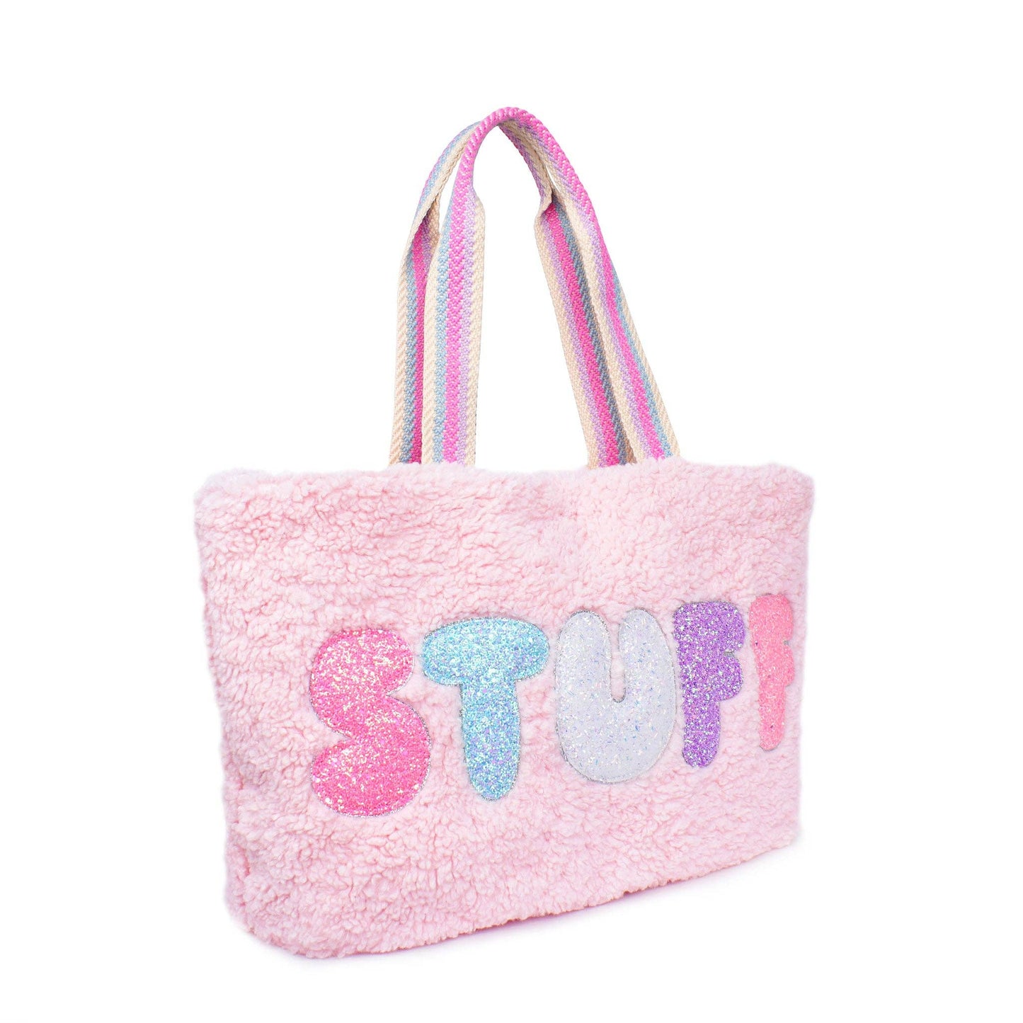 'Stuff' Pink Sherpa Large Tote Bag