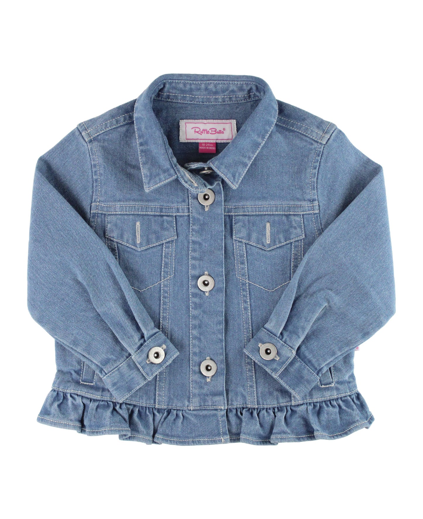 Girls Light Wash Denim Jacket: Blue