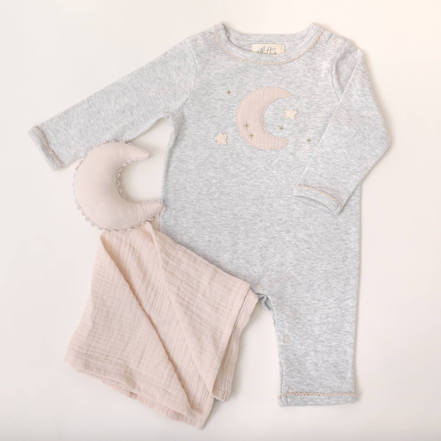 Crochet Moon Baby Romper: 0-3m Organic Cotton
