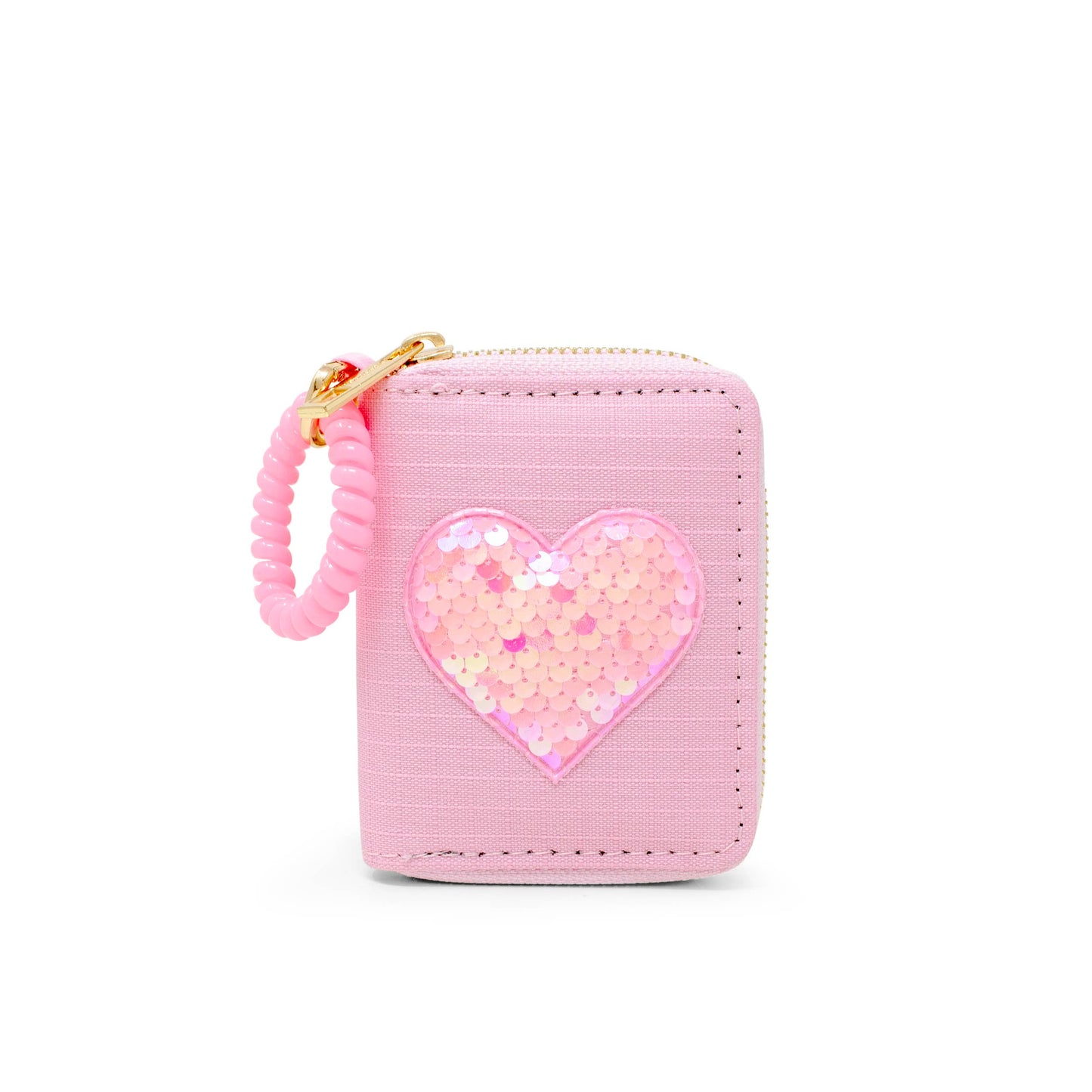 Sequin Heart Spiral Strap Wallet for Kids: Blue (Denim)