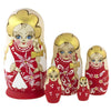 RED Nesting Dolls Set, 5 Pcs/6"