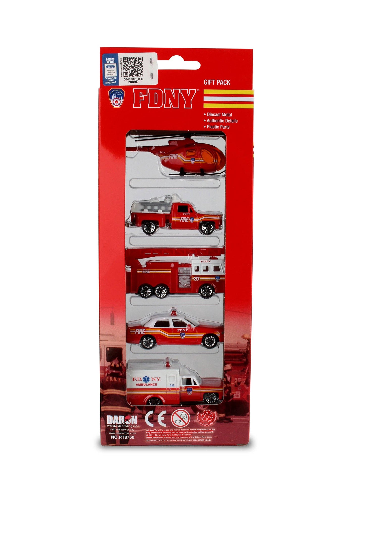 RT8750 FDNY 5 Piece Vehicle Gift Set by Daron Toys