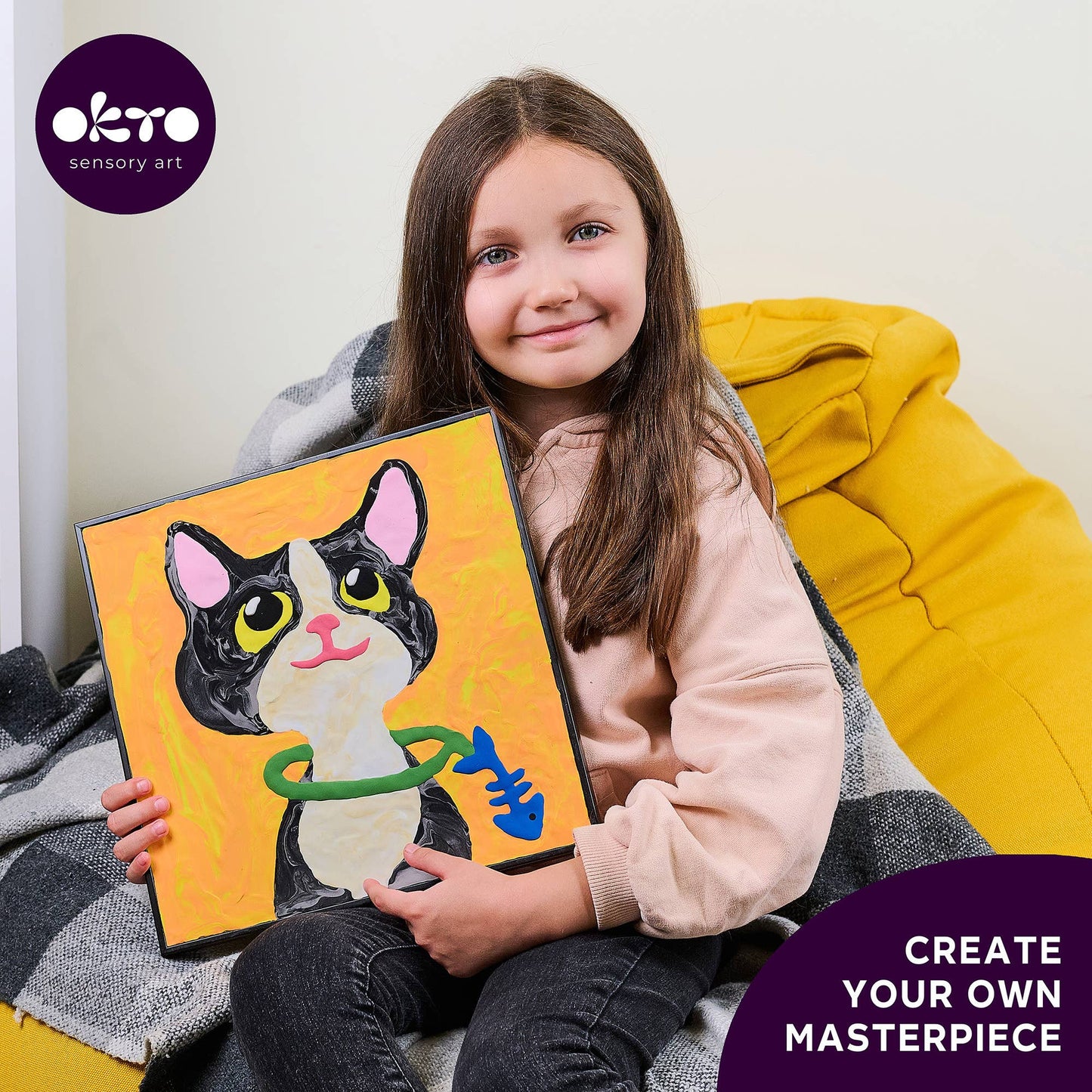 OKTO Clay-by-Numbers Kit – “Cat” (11.4” x 11.4”) 