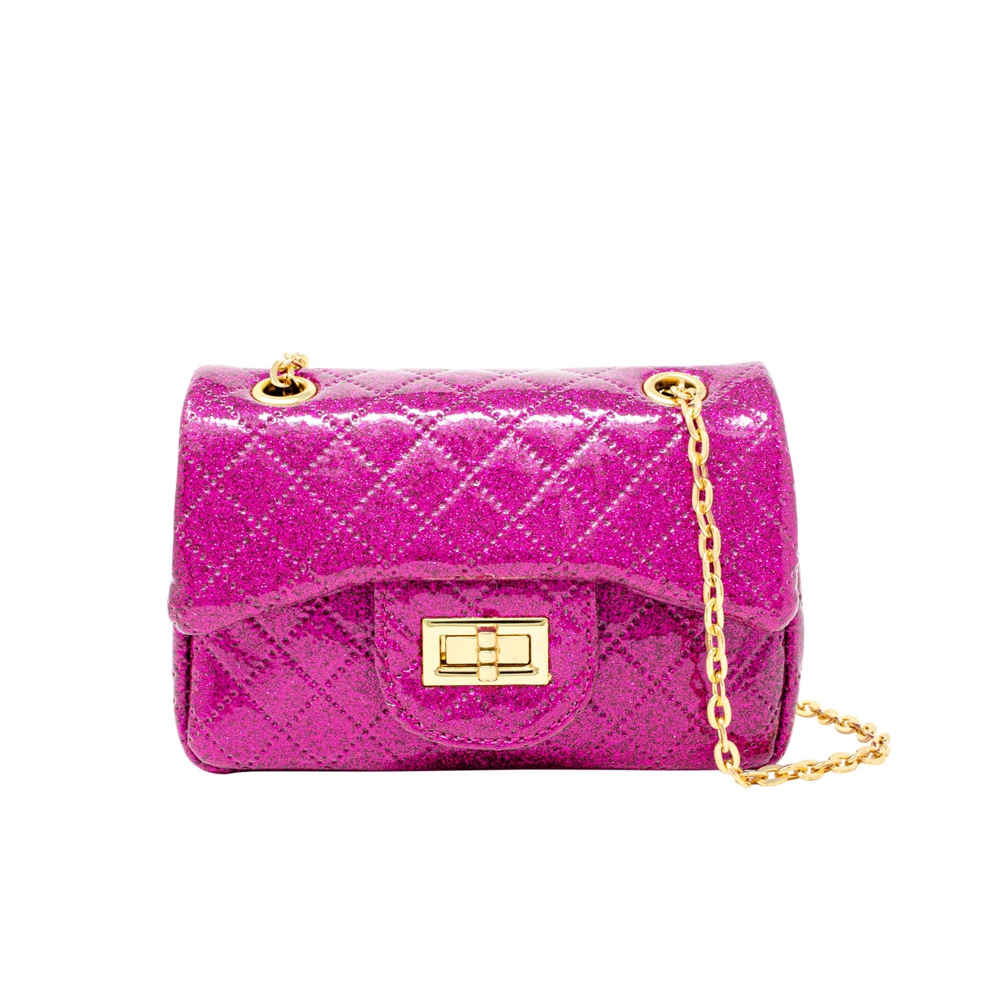 Classic Quilted Sparkle Mini Bag: Pink