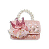 Crown Applique Shiny Quilted Purse Pink