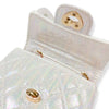 Embellished Bow Shiny Quilted Purse: Pink