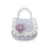 Floral Decor Tweed Purse: Beige