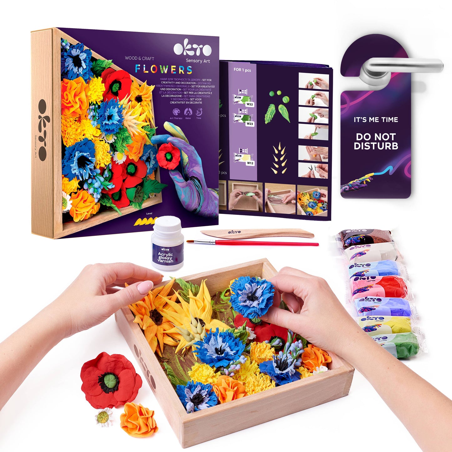 OKTO DIY Wood & Craft Flower Clay Kits: Succulents, Energy