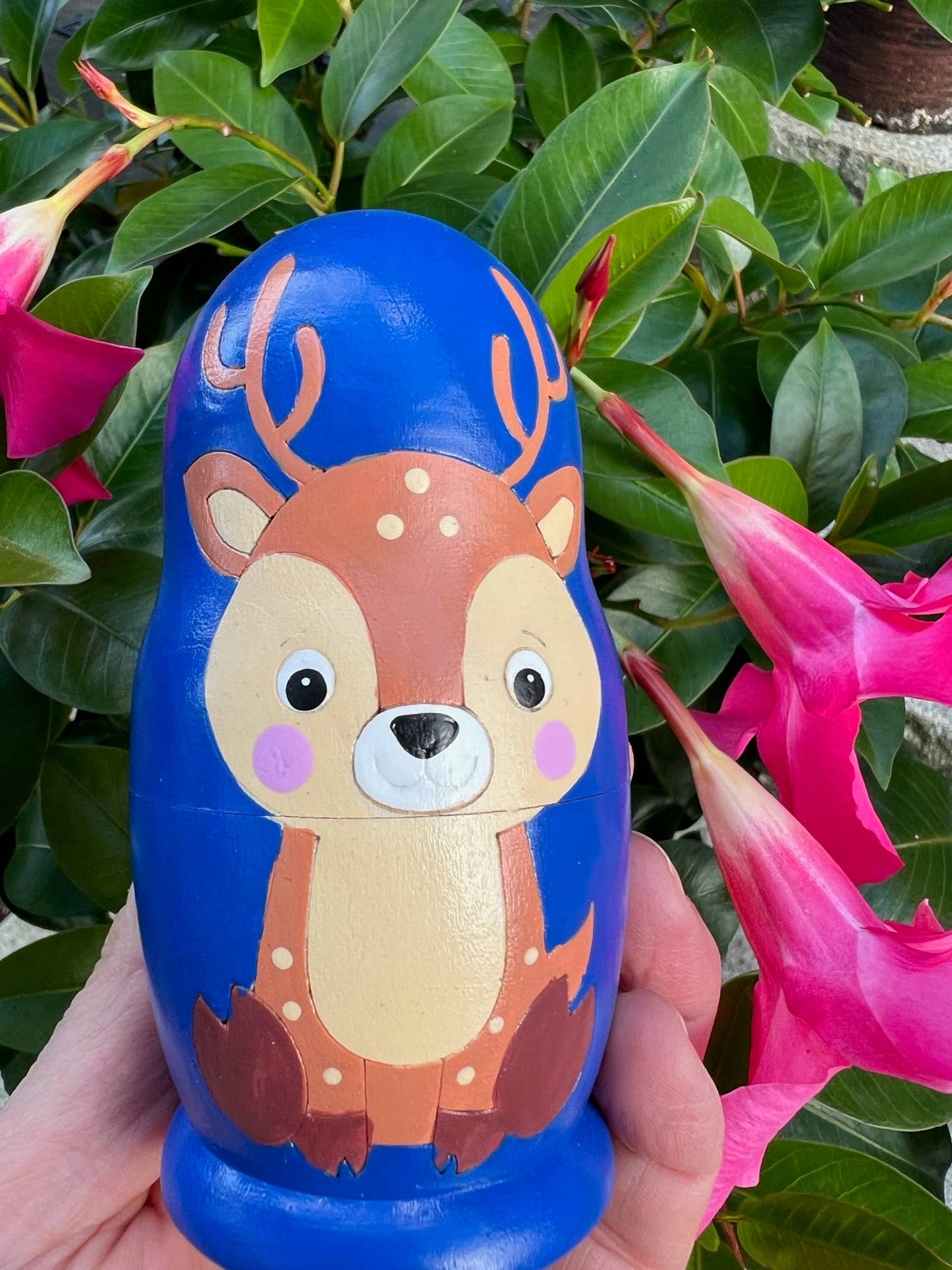 RAIN DEER BEAR OWL Nesting Dolls Set, 5 Pcs/4" ZOO ANIMALS