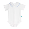 Cotton Baby Bodysuit Onesie with Polo-Style Collar: 3-6M / Long Sleeve / Light Blue