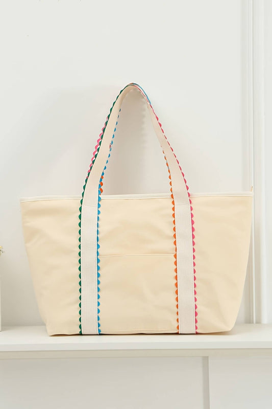 Color Block Ricrac Canvas Tote Bag