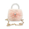 Mesh Bow Furry Purse Beige