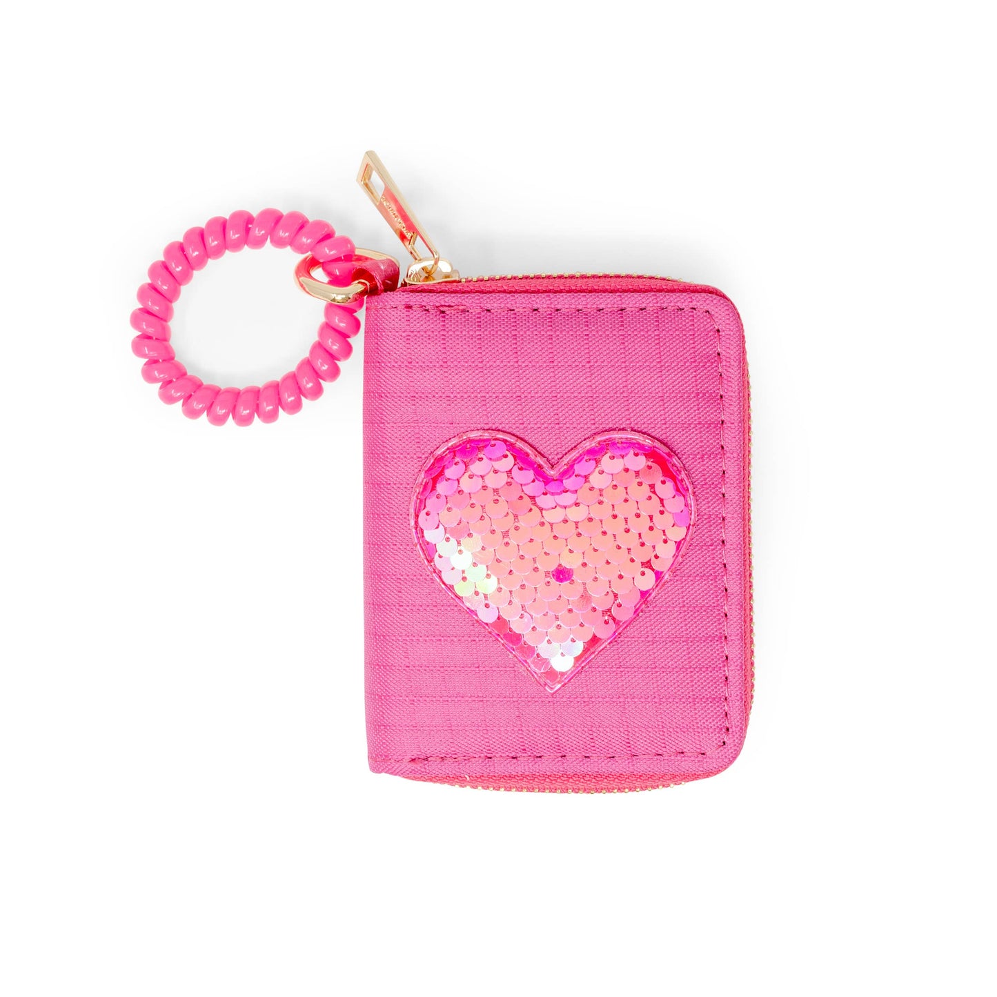 Sequin Heart Spiral Strap Wallet for Kids: Blue (Denim)