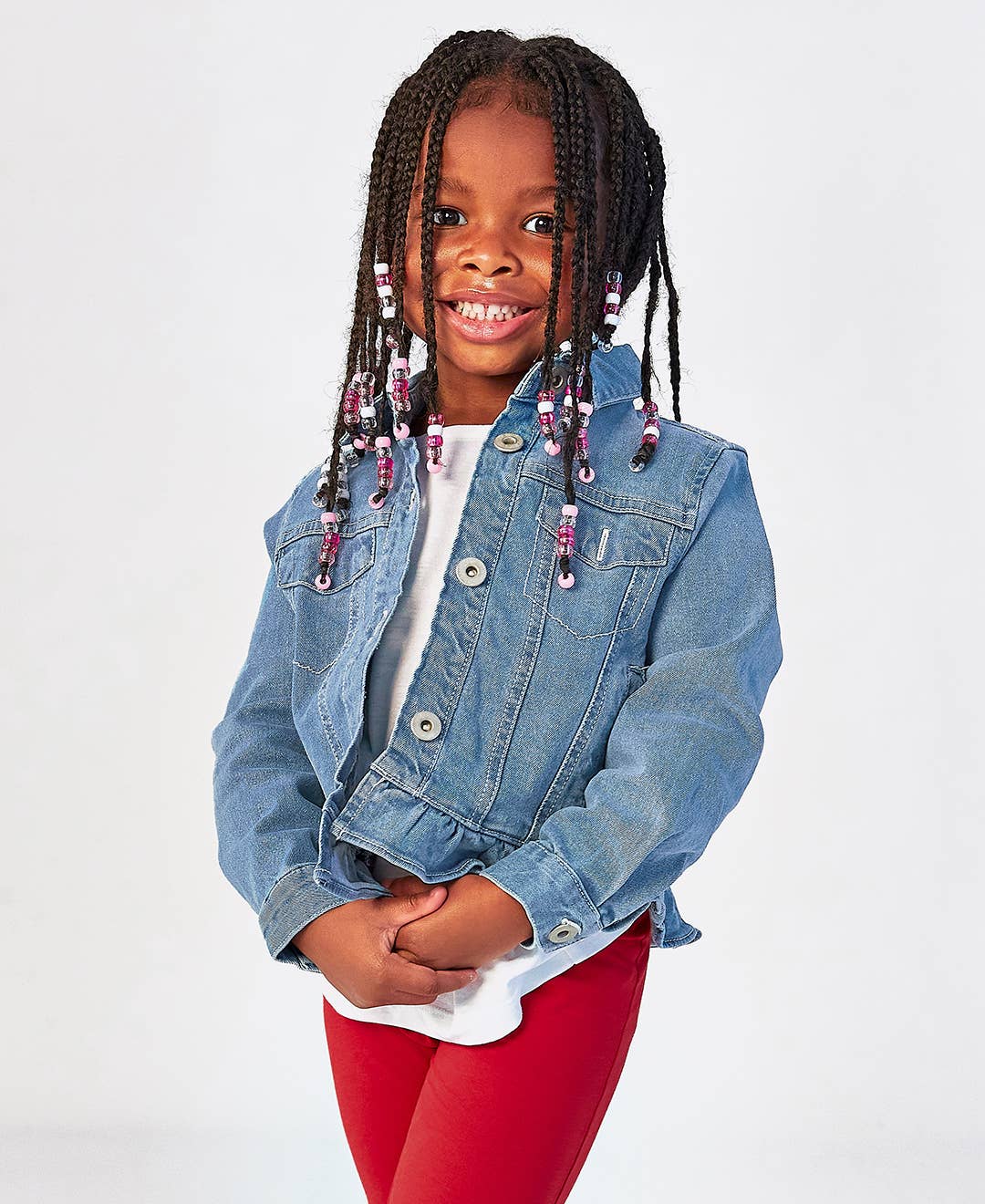 Girls Light Wash Denim Jacket: Blue