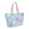 Glitter and Sequin Star-Patched Sherpa Large Tote Bag