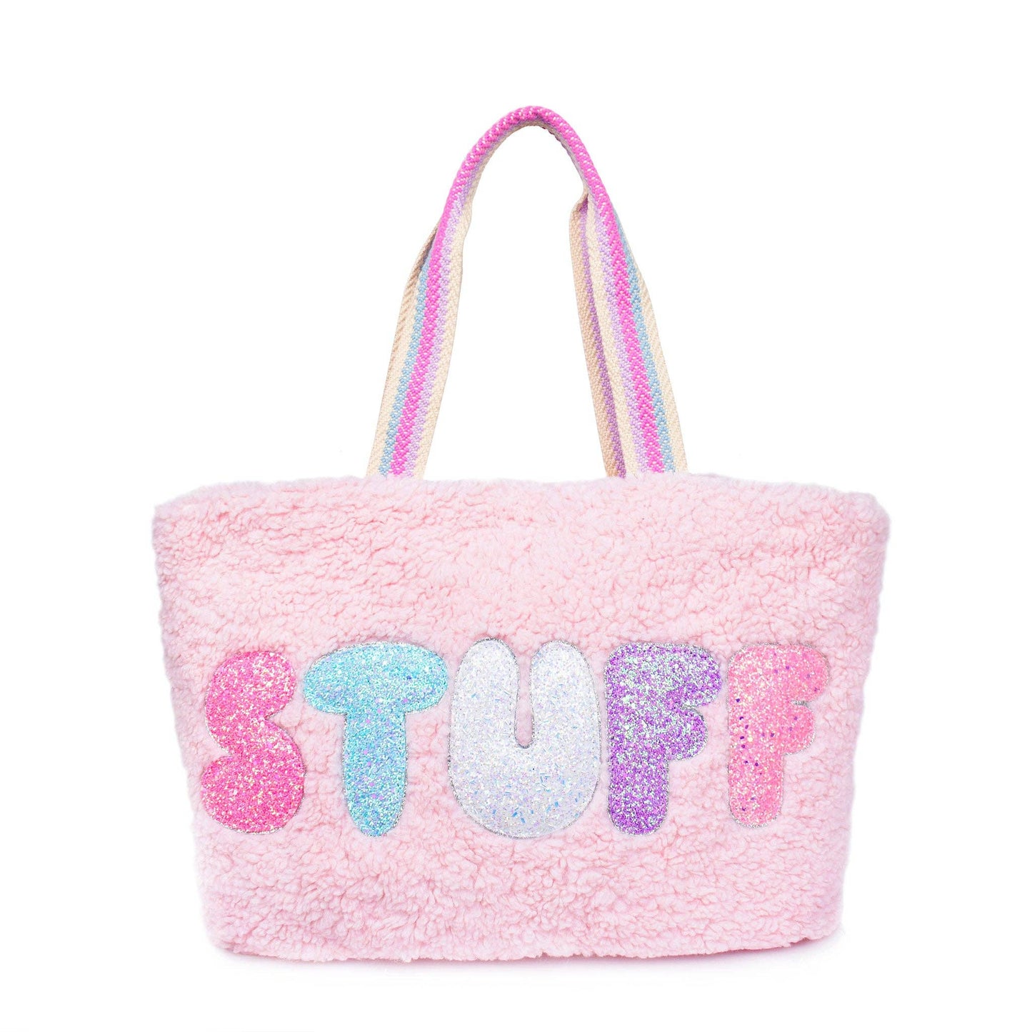 'Stuff' Pink Sherpa Large Tote Bag