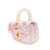 Embellished Bow Shiny Quilted Purse: Pink