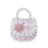 Floral Decor Tweed Purse: Beige