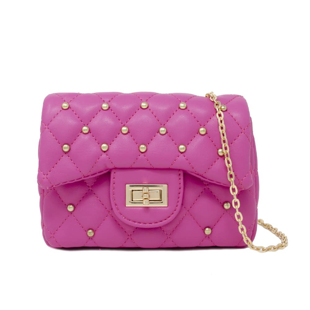 Classic Quilted Stud Mini Bag: Pink