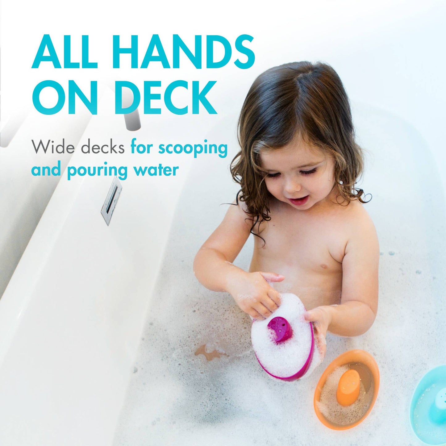 TOMY Boon Fleet Toy Boat Baby Bath Toys - Navy Multicolor